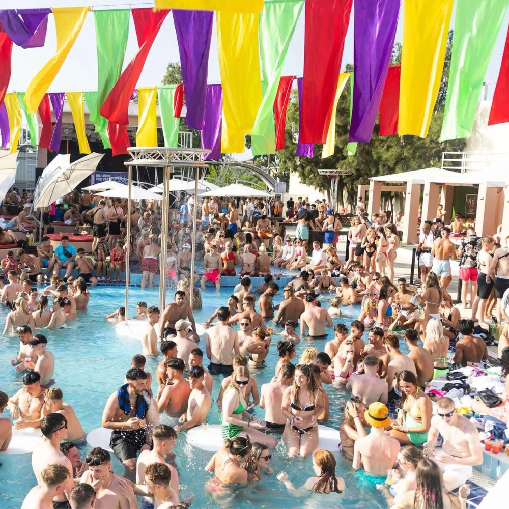 Pure Pool chilling colorful flags