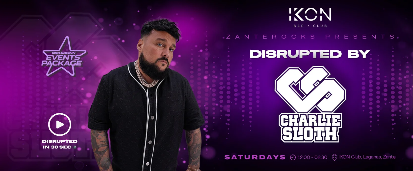 Disrupted header with youtube play button